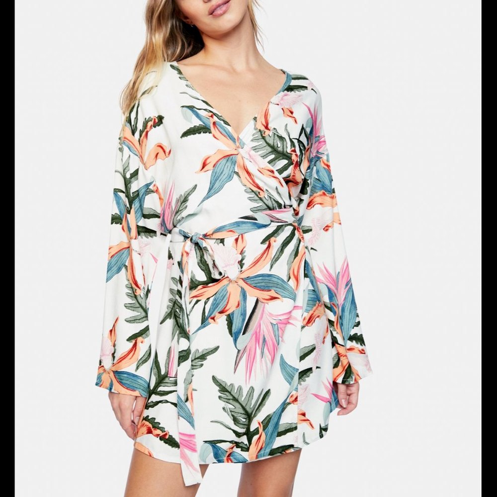 Floral Wrap Dress XL HURLEY